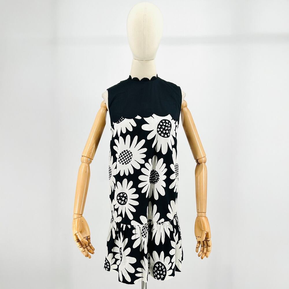 Victoria Beckham For Target Cotton Black White Mod Daisy Drop Waist Mini Dress
